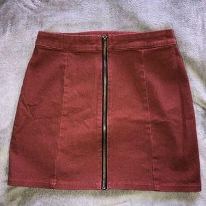 Denim zipper mini skirt